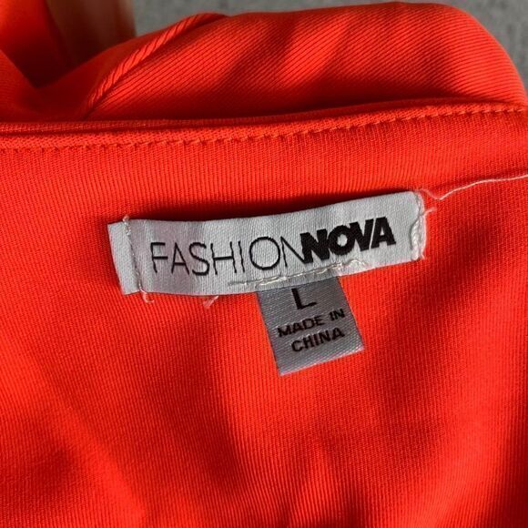 Fashion Nova Top Crop Orange Size Large Cropped Women's‎ Neon Sleeveless Stretch - Picture 2 of 11